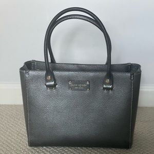 Kate Spade handbag in Gunmetal gray/silver leather.